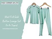 Mint Frill Gold Button Lounge Set 4-14