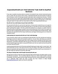 Corporate cashcredit.com finds substantial trade credit for qualified businesses