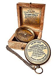 Gift for Son from Mom Dad | Engraved Compass 2" - Father to Son Gifts, Mom to Son Gifts for Graduation, Birthday Bapt...