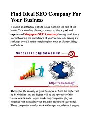 (http://rank.com.sg/) Find ideal seo company for your business