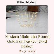 Buy Modern Minimalist Round Gold Iron Basket | Gold Basket