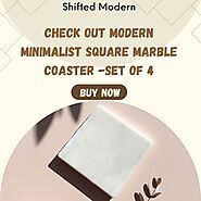 Check Out Modern Minimalist Square Marble Coaster -Set of 4