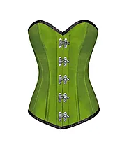 Green Silk Seal Lock LONGLINE Overbust Corset Waist Training