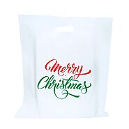 Christmas Gift Bags 12x15 With Die Cut Handle 2.35 Mil Reusable Plastic Bags Pack Of 100 Pcs