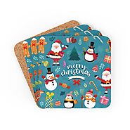 Christmas Corkwood Coaster Set – Festival Gift Shop