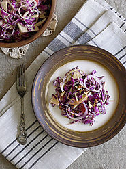 Red Cabbage and Apple Salad with Tahini-Ginger Dressing