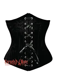 Black Brocade With Front Lace Gothic Burlesque Underbust Corset