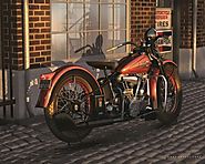 Sunset with Harley Motorcycle wall art painting