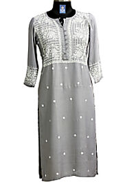 Rayon Kurti - Grey - Pattern Stripes