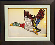 "Graceful Quilled Mallard Duck Photo Frame" "Quilled Waterfowl Beauty: Mallard Duck Frame" "Handcrafted Quilling: Mal...