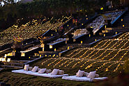 Seating and decor for wedding with lighting