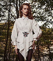 Chic Ladybug | White Poplin Embroidery Shirts | KKoncept