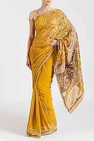 Website at http://www.satyapaul.com/bridal/sarees/polka-fusion-saree.html