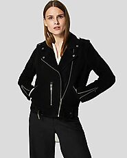 Elevate Your Look with the Womens Gracie Black Suede Biker Jacket - Shop Now!