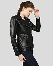Elevate Your Style with Women's Larisa Black Biker Leather Jackets | NYC Leather Jackets