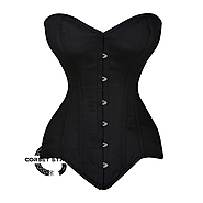 Black Satin Burlesque Corset Gothic Double Bone Overbust Bustier Top – CorsetStreet