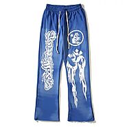 Royal Blue and Black Hellstar Studios Yoga Flame Sweatpants