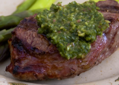 Chimichurri Steak Skewer with Green Sauce