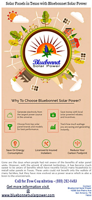 Solar Panels Texas Services by Bluebonnet Solar Power Comapny