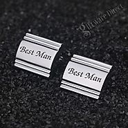 Bridal Party Silver Rectangle Cufflink Set