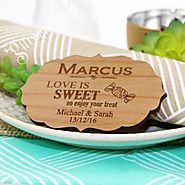 Wooden Vintage Wedding Placecard with Magnet