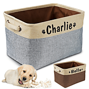 Personalized Pet Dog Toy Storage Basket Dog Canvas Bag Foldable Pet Toys Linen Storage Box Bins Dog Accessories Pet S...