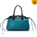 Women Blue Leather Handbags CW276857 - cwmalls.com