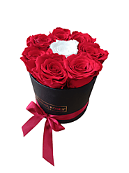 Box Nero M - Rose Stabilizzate Rosse e Bianche – Eternal Roses Milano