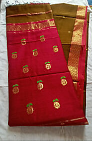 Handwoven Sausar Silk and Cotton saree with Zari border