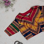 Multicoloured Gaji Silk Stripes Blouse – Godhuli