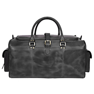 Acoma Leather Travel Bag - Duffle Bag in Black Bolor