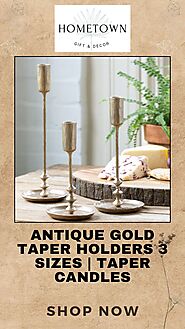 Buy our Antique Gold Taper Holders 3 Sizes | Taper Candles