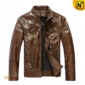 Classic Mens Tan Leather Jacket CW874157 - cwmalls.com