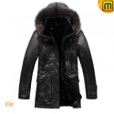 Hooded Fur Leather Coat CW819418 - jackets.cwmalls.com
