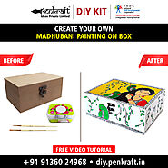 Website at https://diy.penkraft.in/ProductDetails/Madhubani-Painting-on-MDF-Box-DIY-Kit-by-Penkraft?fbclid=IwZXh0bgNh...