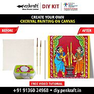 Website at https://diy.penkraft.in/ProductDetails/Cheriyal-Painting-on-Canvas-DIY-Kit-by-Penkraft?fbclid=IwZXh0bgNhZW...