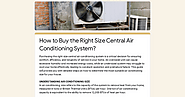 How to Buy the Right Size Central Air Conditioning System?