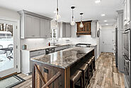 Custom Kitchen Cabinets - Brown Maple Cabinets - Barnwood Island