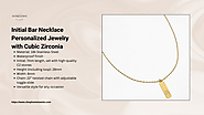 Initial Bar Necklace Personalized Jewelry with Cubic Zirconia