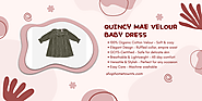 Quincy Mae Velour Baby Dress Forest Green