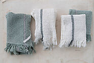 Stylish Soft Cotton Waffle Weave Towels with Fringe 2 Colors