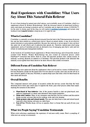 Real User Experiences with Conolidine: A Natural Pain Reliever"