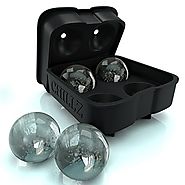 Chillz Ice Ball Maker Mold - Black Flexible Silicone Ice Tray - Molds 4 X 4.5cm Round Ice Ball Spheres
