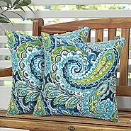 Magpie Fabrcis Pack of 2 Outdoor Waterproof Throw Pillow with Insert 18 x 18 Inch, Christmas Decorative Back Cushion ...