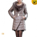 Women Leather Down Coat Fur Collar CW610002 - cwmalls.com