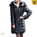 Women Black Leather Down Coat CW610003 - cwmalls.com