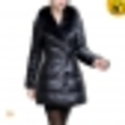 Black Leather Down Coat Women CW610004 - cwmalls.com