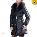 Fashion Black Leather Down Coat CW610012 - cwmalls.com