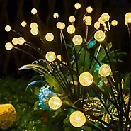 Solar Powered Garden Lights Outdoor Waterproof LED Firefly Lighting For Home, Yard (Crystal, Warm)