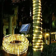 Solar Decoration Fairy Lights Waterproof LED Outdoor Tube String Light For Home, Garden, Wall (200 LEDs, Warm)